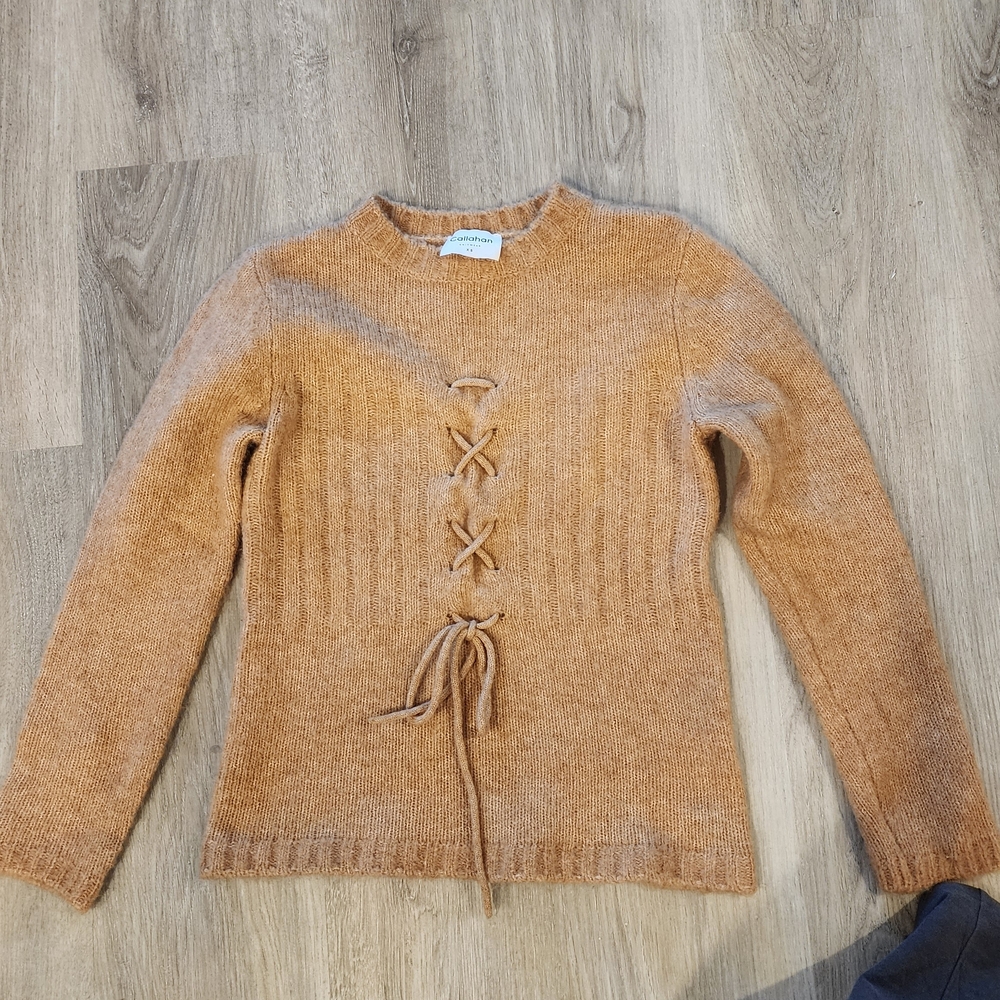 Callahan Camel Lace-Up Sweater